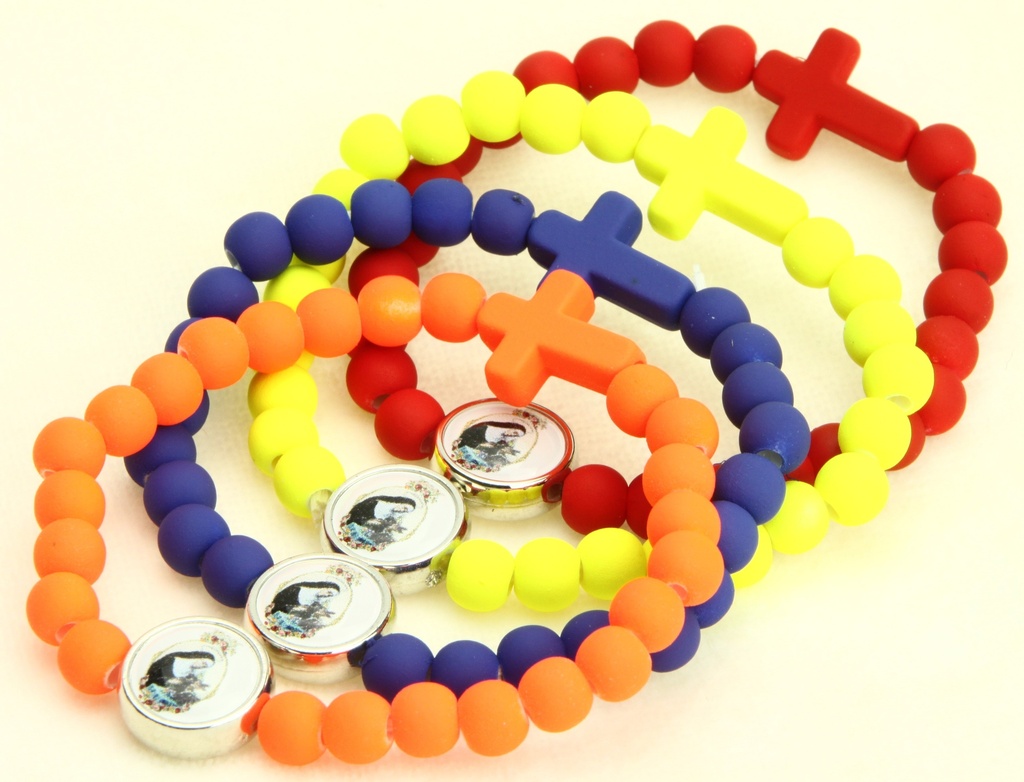 Bracelet - élastique/bois - coul. assorti - Ste Rita