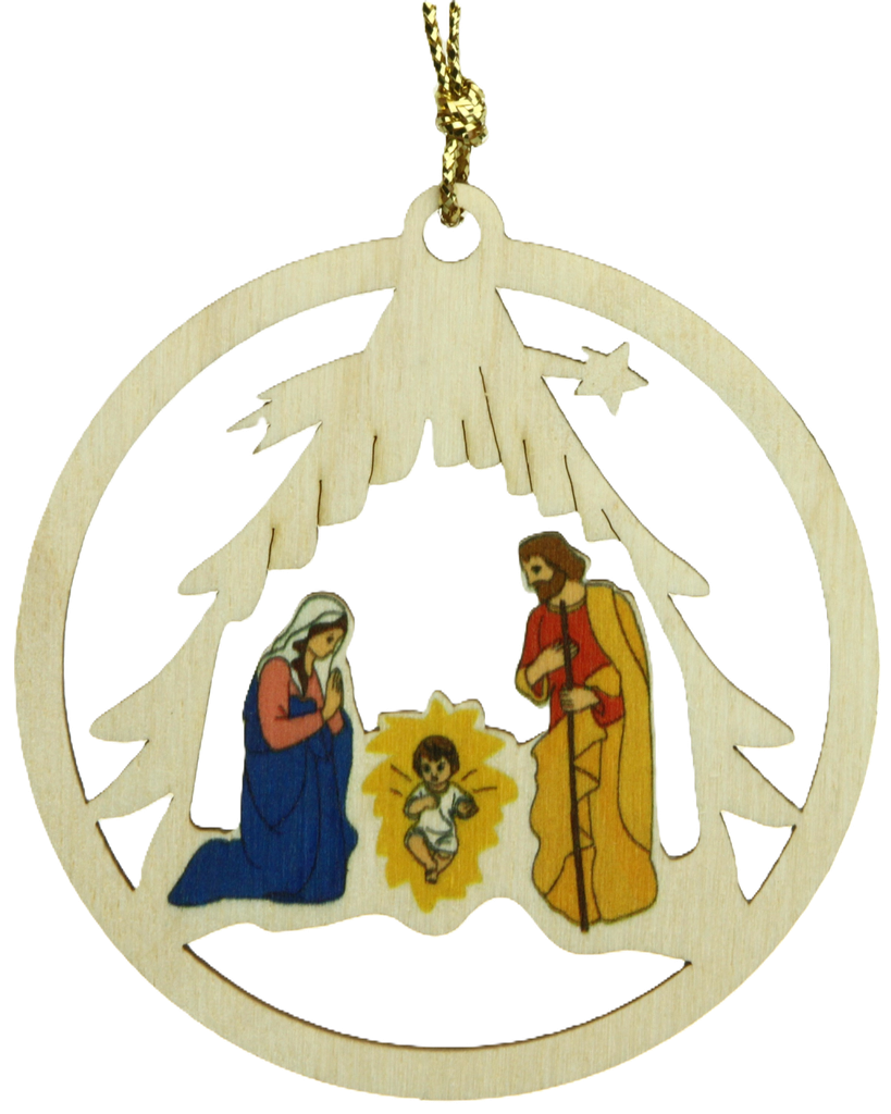 Baumschmuck Holz - Kügel/H.Familie Farbig (Ø80mm)