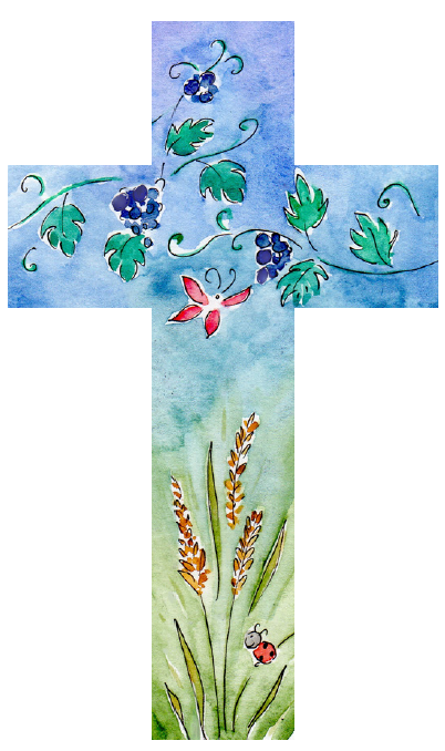 Croix en bois - Pappilon/Raisins/Coccinelle (90x150mm)