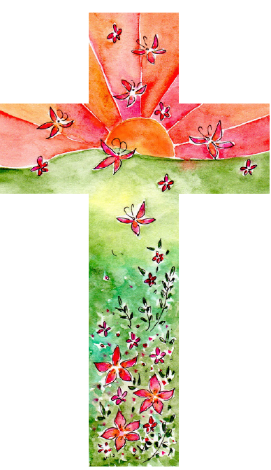 Croix en bois - Pappillons rouge (90x150mm)