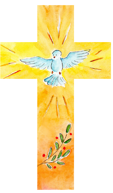 Croix en bois - Colombe/Palmier (90x150mm)