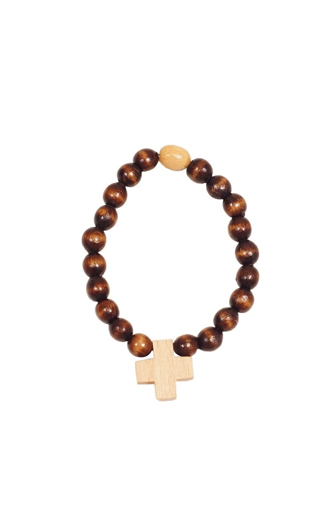 Bracelet homme - perle bois/brun - élastique (8x6mm)