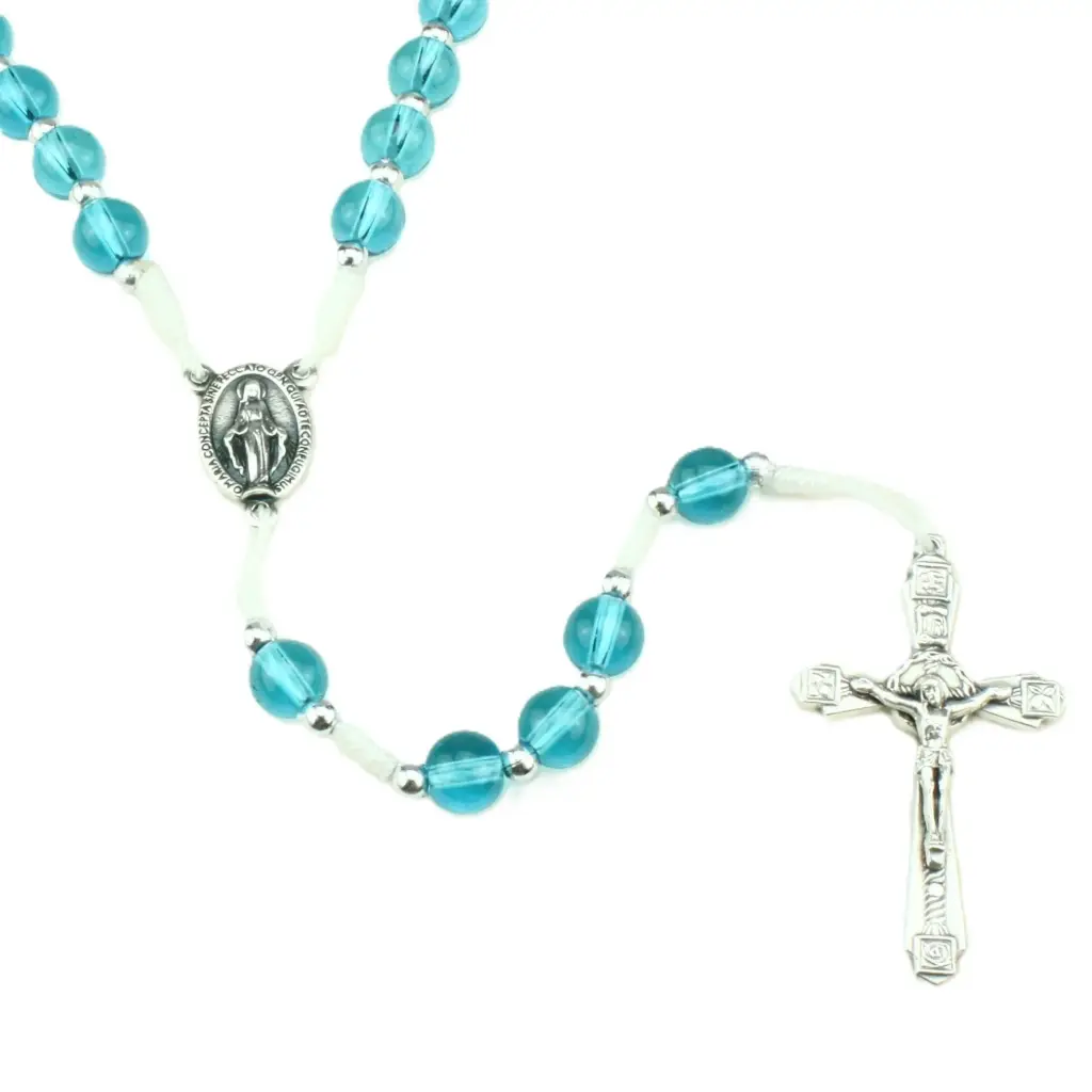 Chapelet - verre/sur corde - bleu (⌀ 8mm)