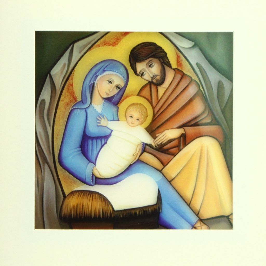 Carte double vitraile - Nativité - cello+envelop (110x110mm)
