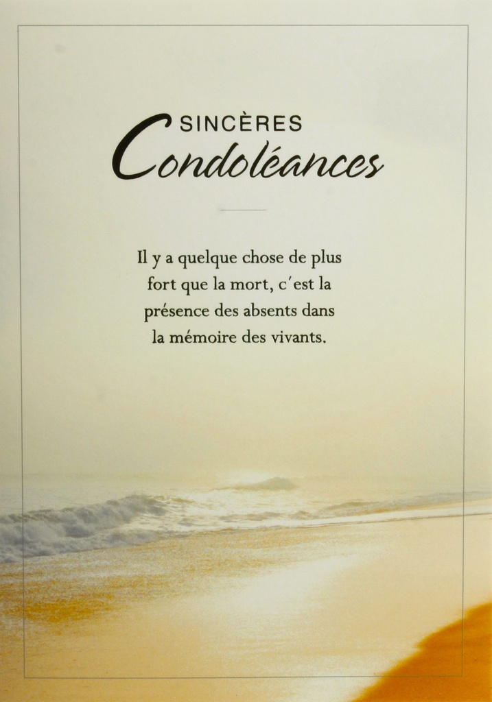 Dubbelkaart/omslag in cello - 12x17cm - Sincères Condoléances