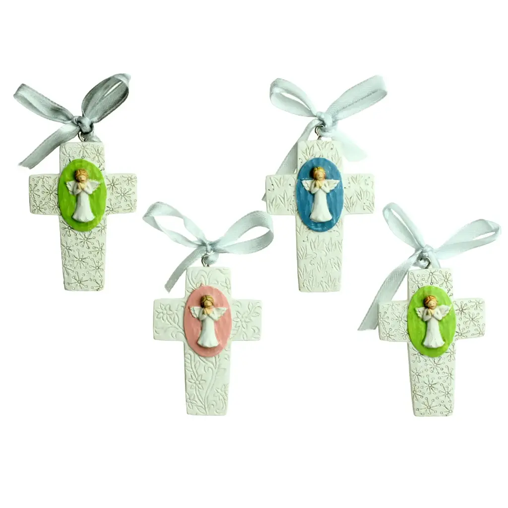 Kreuz mit Engel "Mutmacher" - sortiert (45x60mm)