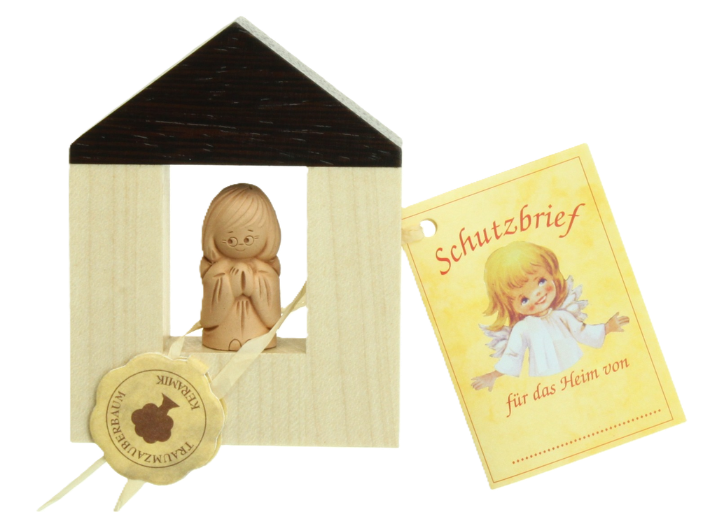 Maison bois avec ange en TC (70x90mm)