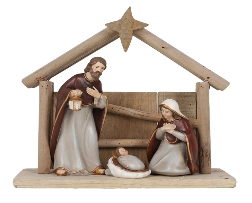 Cabane + Ste Famille - résine/couleur (55x40x125mm)