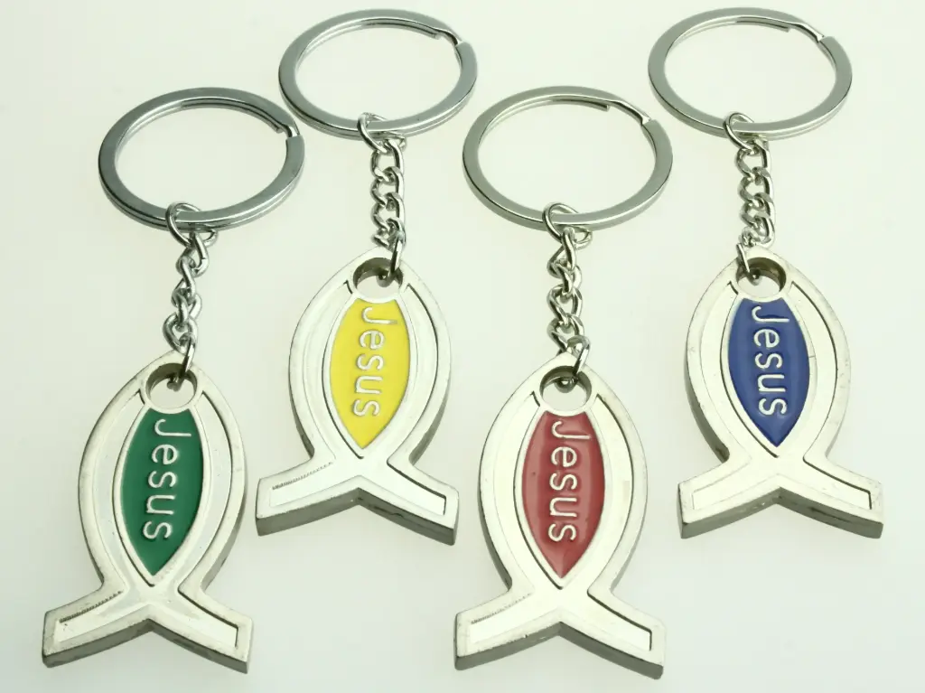 Keyholder 'Jesus' - metal/ennamel assorti (30x75mm)
