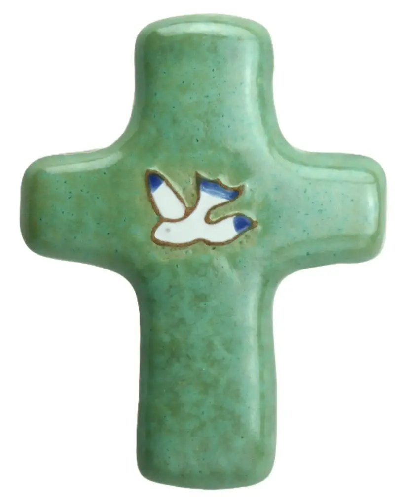 Kruisbeeld keramiek - Duif - Jade groen (85x115mm)