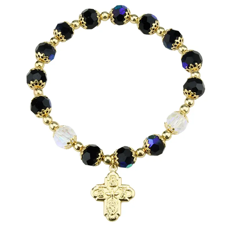 Bracelet doré - élastique/semi-cristal Scarabé