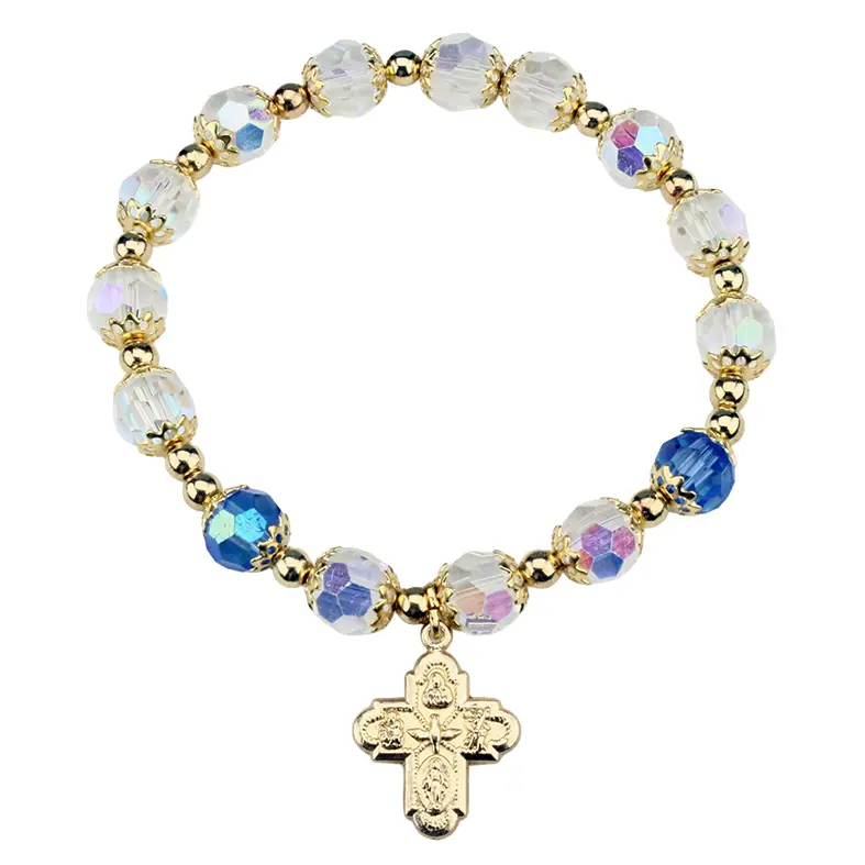 Bracelet gold plated - elastic/semi-cristal white