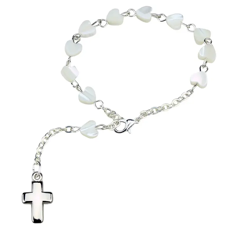 Armband - tientje/parelmoer - hartje