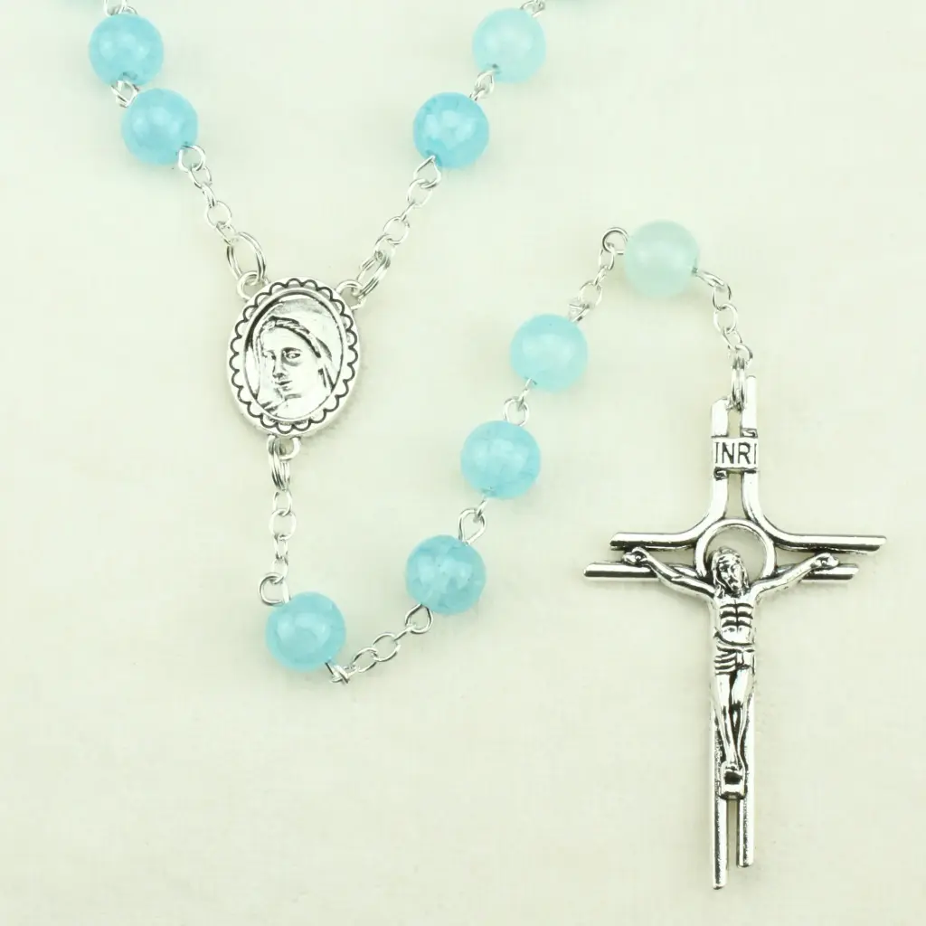 Chapelet - verre - turquoise (⌀8mm)