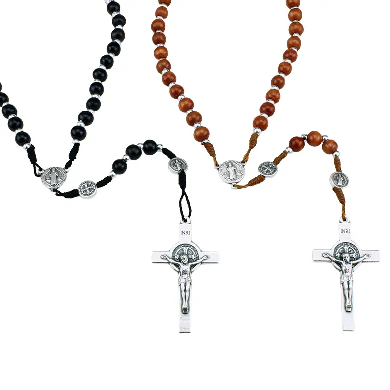 Rosary St Benedict/cord - assorted (⌀8mm)