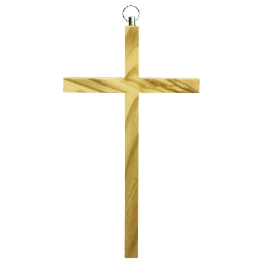 Croix murale sans christ - bois d'olivier (92x160mm)