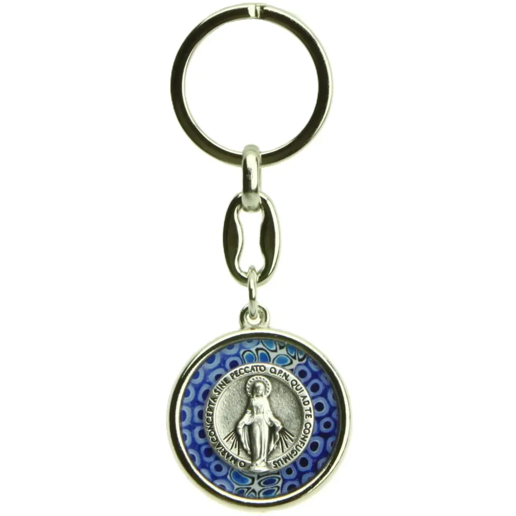 Porte-clef Vierge Miraculeuse - ronde/métal/murine (60x30.mm)