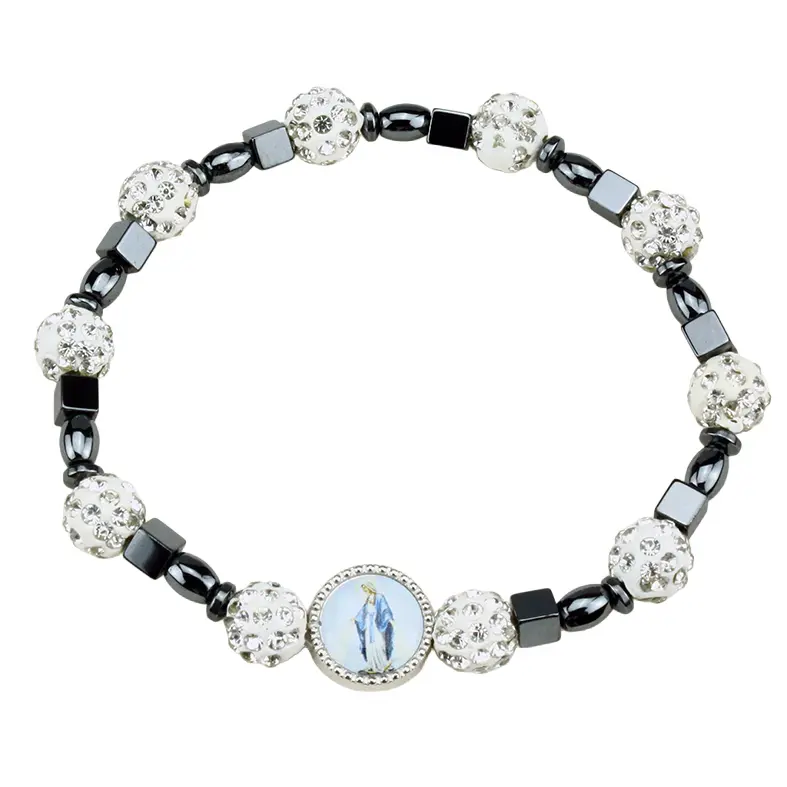 Bracelet - elastic/hematite pearl - Immaculata