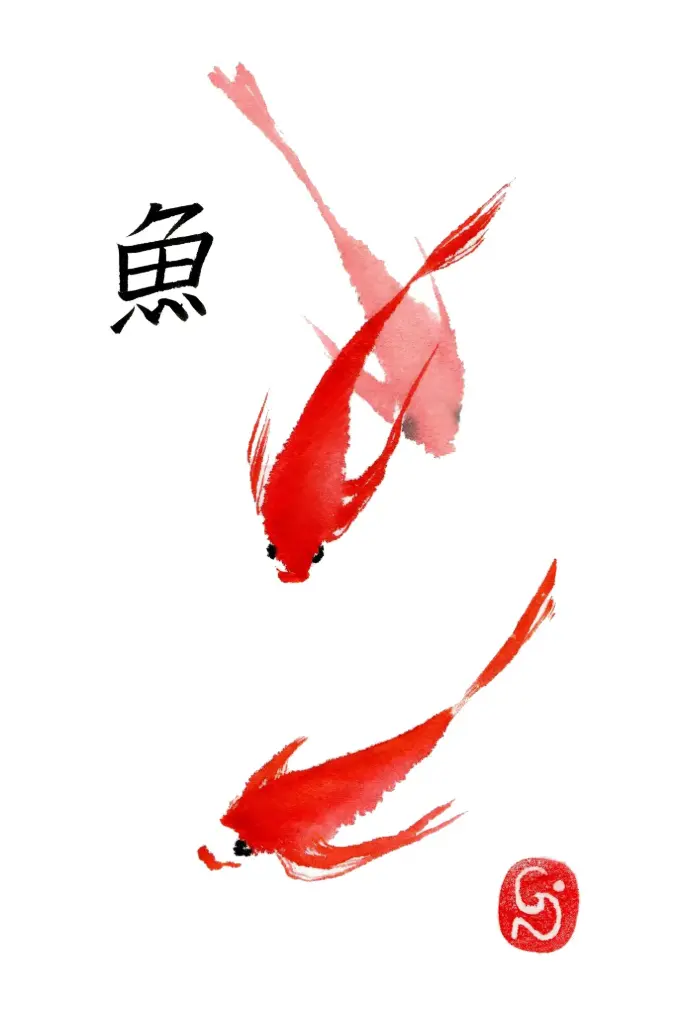 Carte double série 'Japonnaise' - Poisson 008 - 10x15cm + envel.