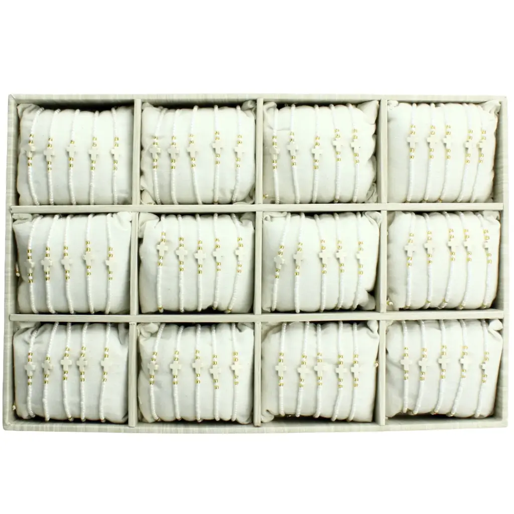 Display with 60 Bracelets - White cross