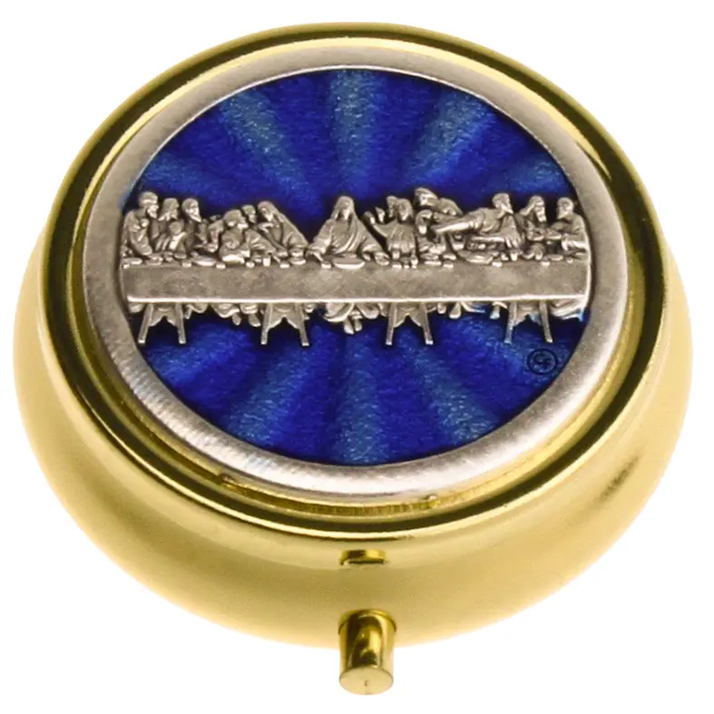 Pixide vergoldet 'Letztes Abend' - emailliert/Blau - D 40mm