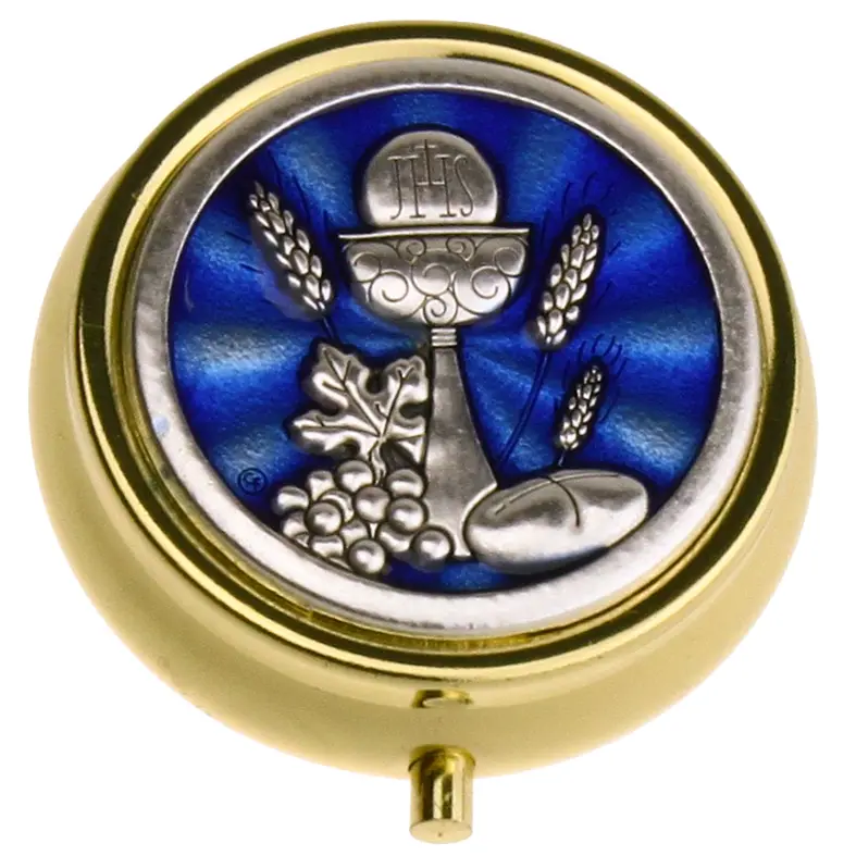 Pyxis gold plated 'Calice' - ennamel blue - D 40mm