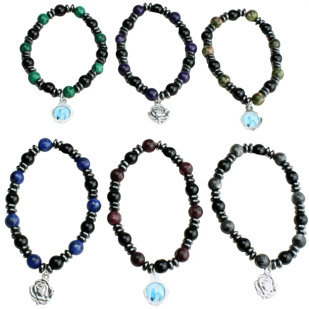 Armband/elastiek - hematiet assorti (Ø8mm)