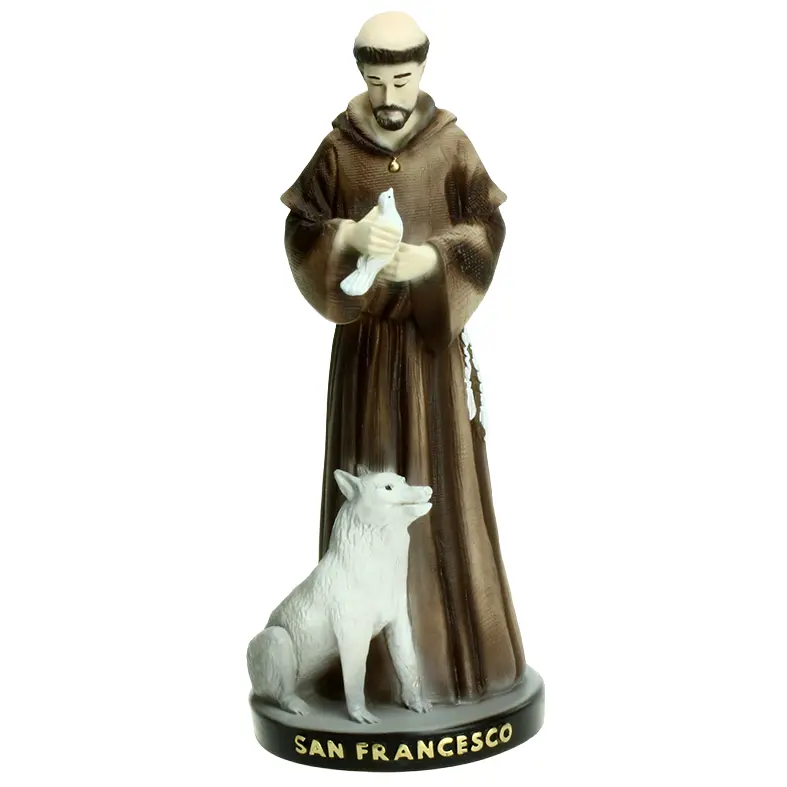 Beeld St Franciscus - kunsthars/gekleurd - 20cm