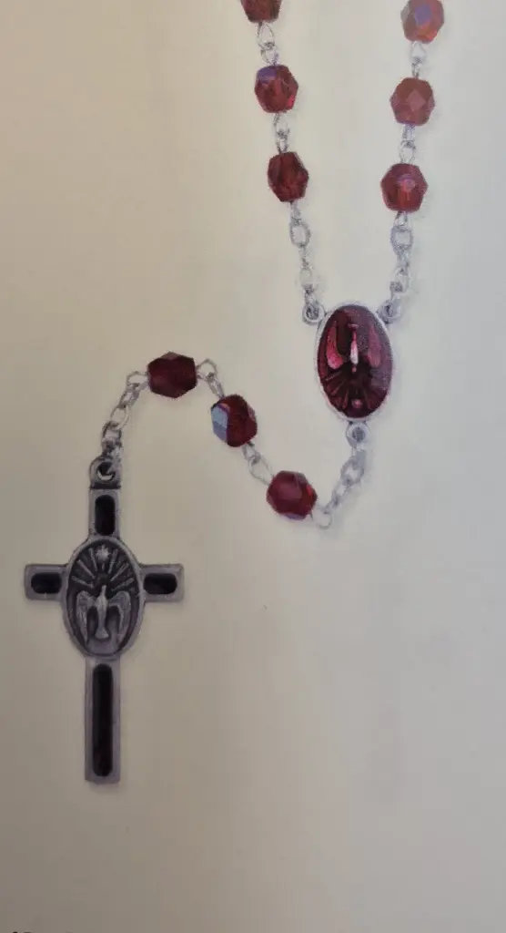 Chapelet St Esprit - immitation cristal/chaîne - rouge (⌀ 6mm)