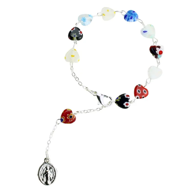 Armband/Mini-rosenkranz mit Verschluss - Herz/Murine Glass - sortiert