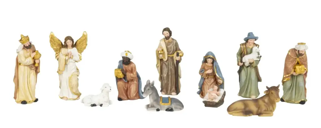 Personnage de crèche/11pièces - résine/coloré (13cm)