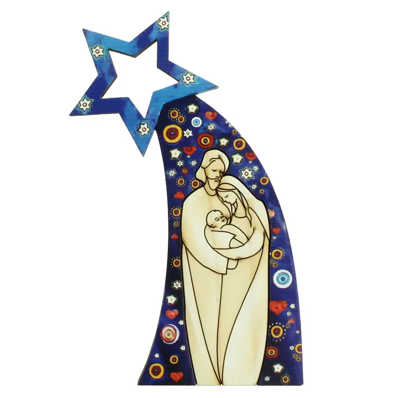 Nativité en bois massif/blue (80x130x15mm)