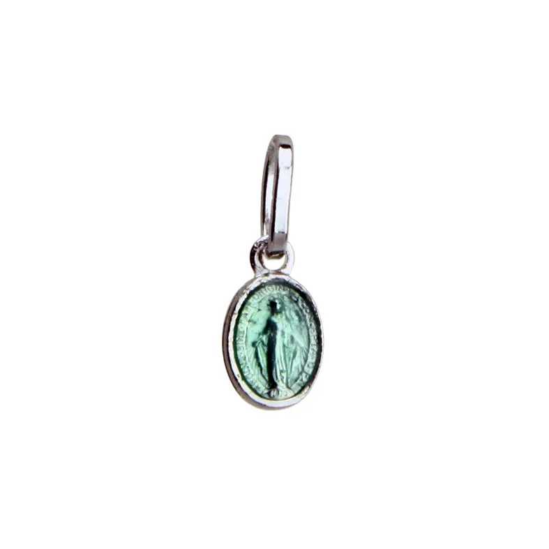 Miraculous Medal - 925% Silver rhodium/ennamel blu (6x9mm)