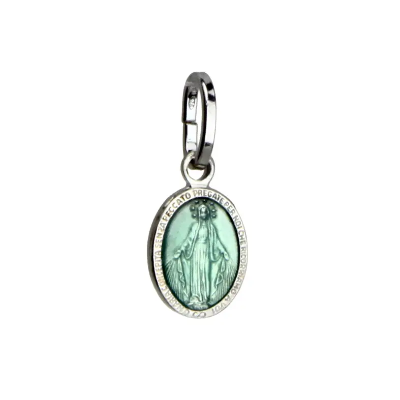 Medaille OLV Wonderdadig - zilver 925‰ rhodium/blauw email ovaal (8x10mm)