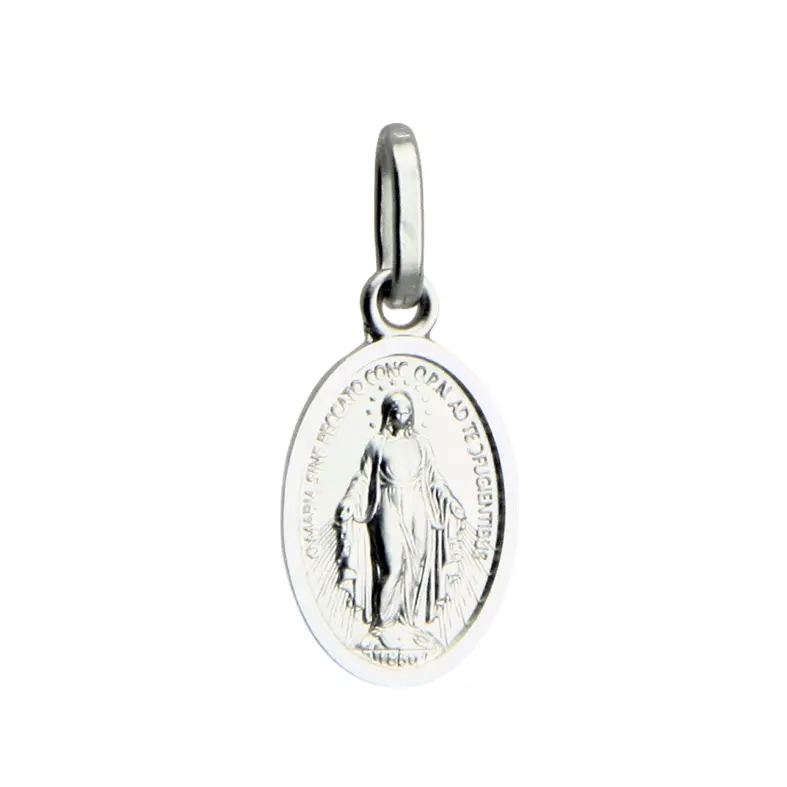 Medaille OLV Wonderdadig - zilver 925‰ rhodium ovaal/boord (9x14mm)