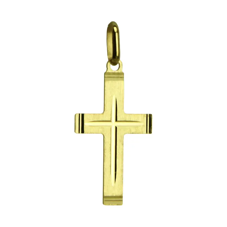 Cross laserd - Silver 925% gold plated (13x20mm)