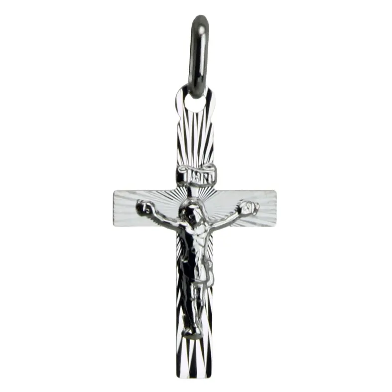 Croix rayonnée/christ - Ag 925‰ Rhodié (13x20mm)