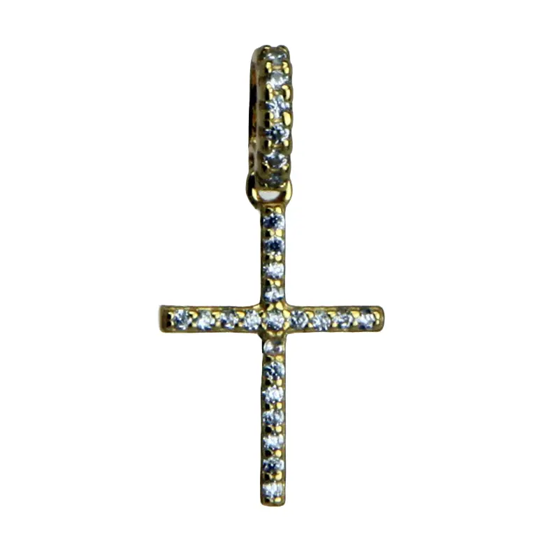 Cross zircon stones - Silver 925% gold plated (11x15mm)