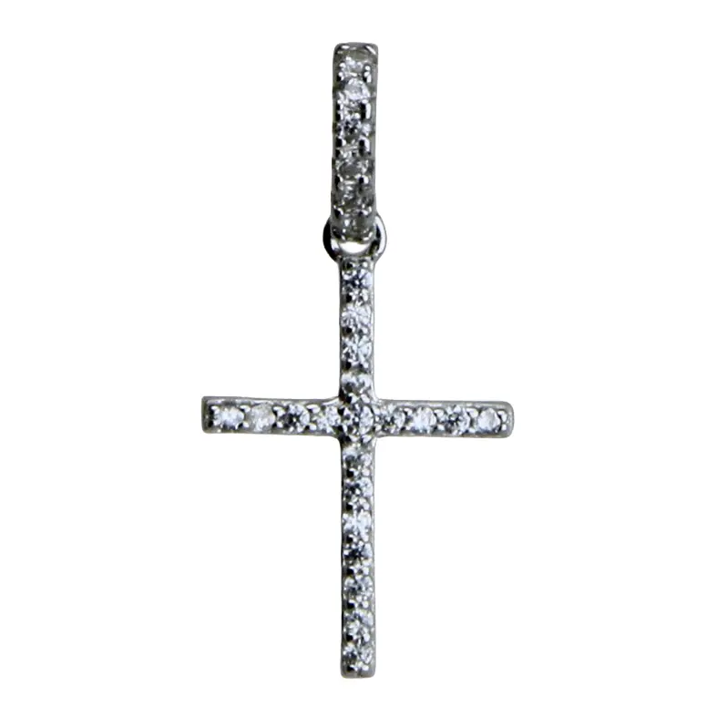Croix pierre zircon - Ag 925‰ rhodié (11x15mm)