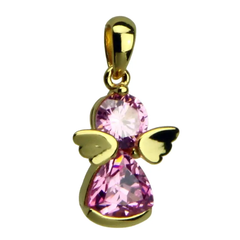 Engel mit Zirconsteine rosa- Silber 925% vergoldet (11x13mm)