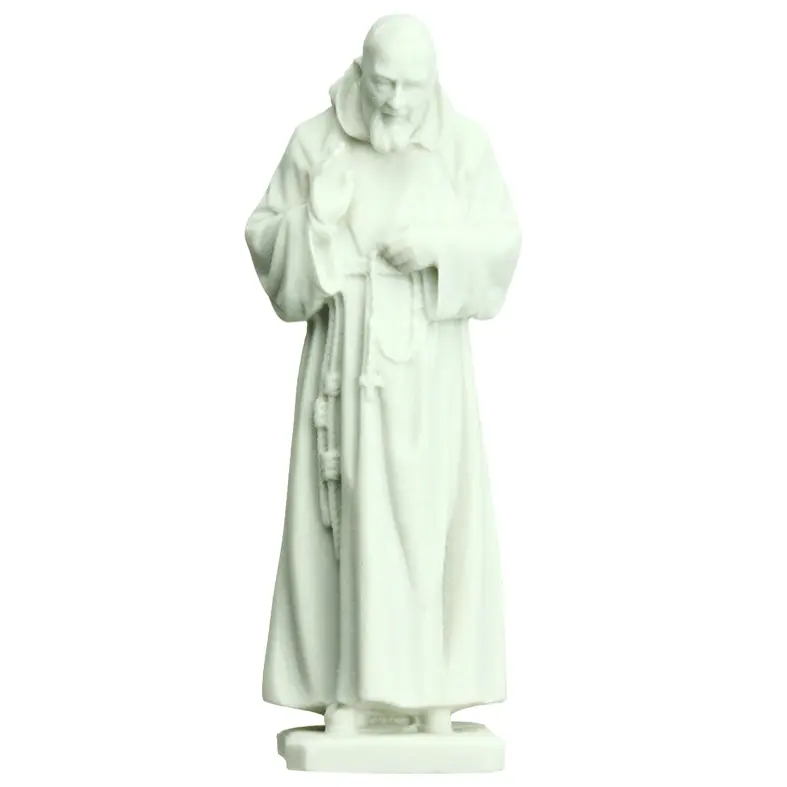 Statue P. Pio - polyresine/weiss - 12cm