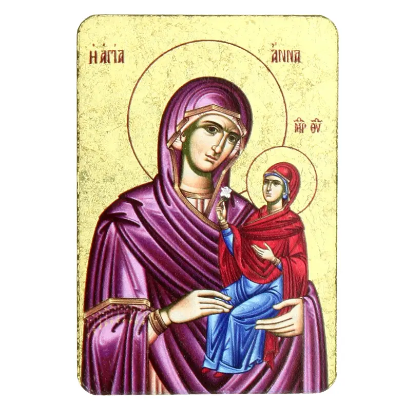 Magneet ikoon/hout - 55x80mm - Hl. Anna