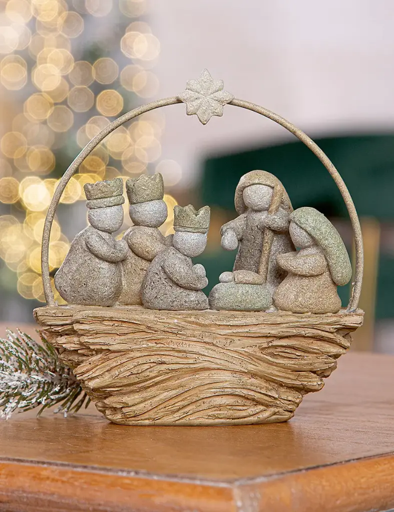 Kerstgroep/mand - poly (12x14cm)
