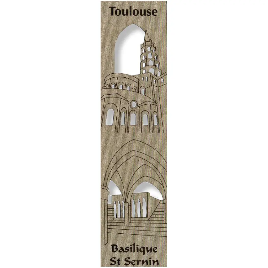 Marque-page découpé - Basilique St Sernin/Toulouse - assorti (52,5x210mm)