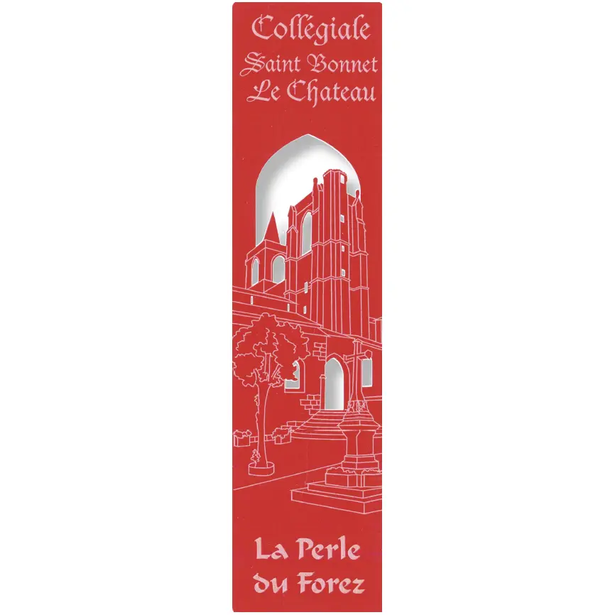 Marque-page découpé - Collégiale Saint Bonnet Le Château  - assorti (52,5x210mm)