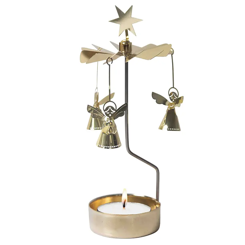 Photophore Rotant - ange doré -16cm