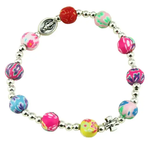 [ARM-05EL8GOM] Bracelet/dizainier enfant sur chaine - multicouleur, gom (Ø9mm)