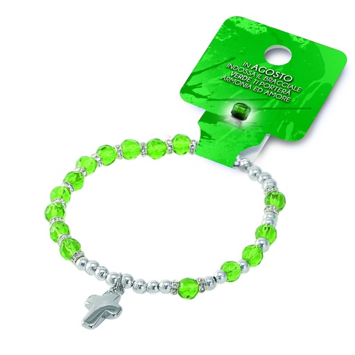 [ARM-35BDM08] Bracelet du mois 'Août' - imitation cristal/péridot (Ø6mm)