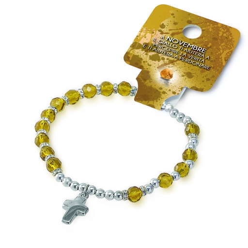 [ARM-35BDM11] Armband v/d maand 'November' - imitatie kristal/gele topaas