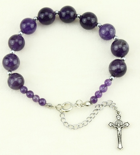 [ARM-72BCA005] Armband - Natuursteen/amethist (Ø10mm)